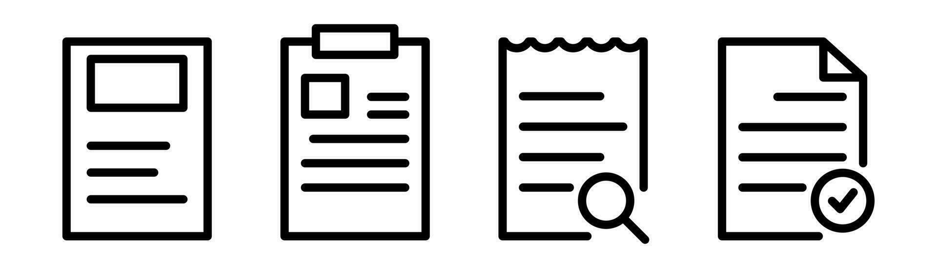 File icon set. Document symbol. Clipboard in line. Outline file icon. Linear document. File sign in line. Document in vector. Stock illustration vector