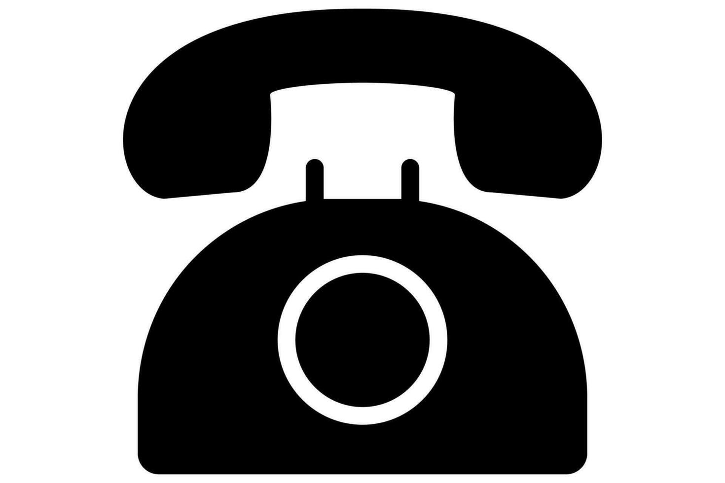 Retro phone icon. Telephone in black. Line phone in glyph vector