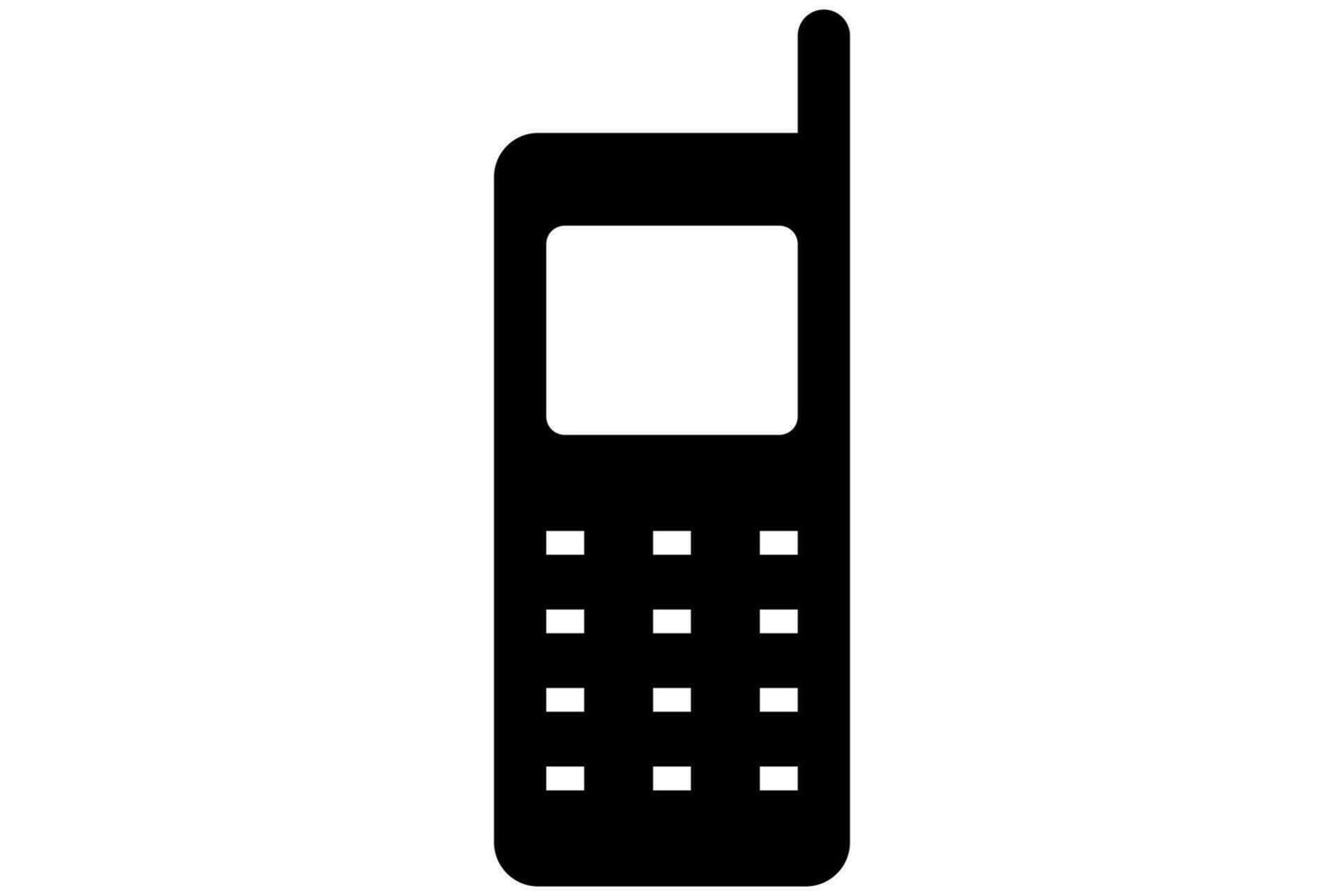 Retro phone icon. Telephone in black. Line phone in glyph vector