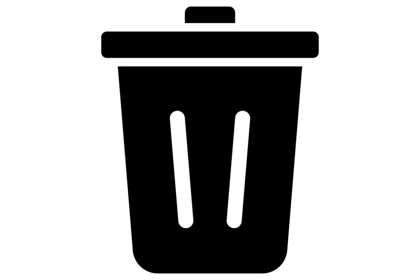 Trash bin. Recycle bin in black. Trash can. Rubbish container. vector
