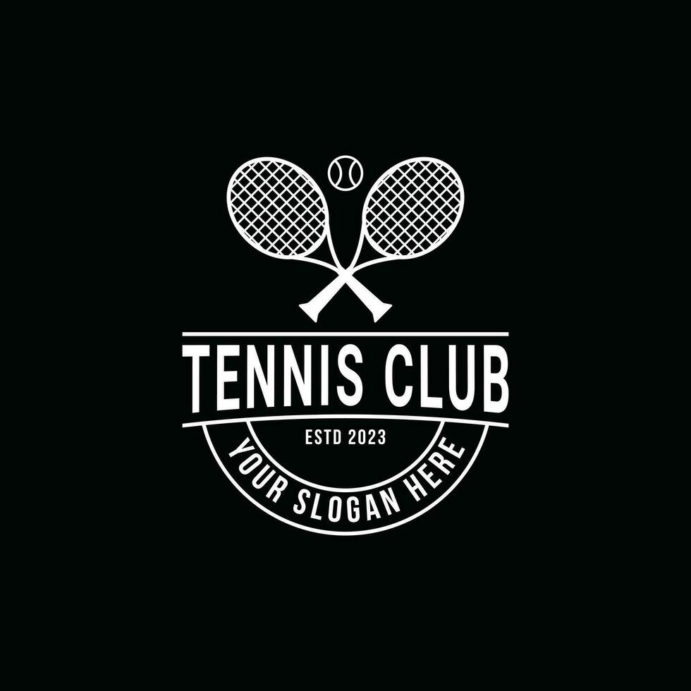 Clásico retro tenis pelota club logo diseño ideas vector