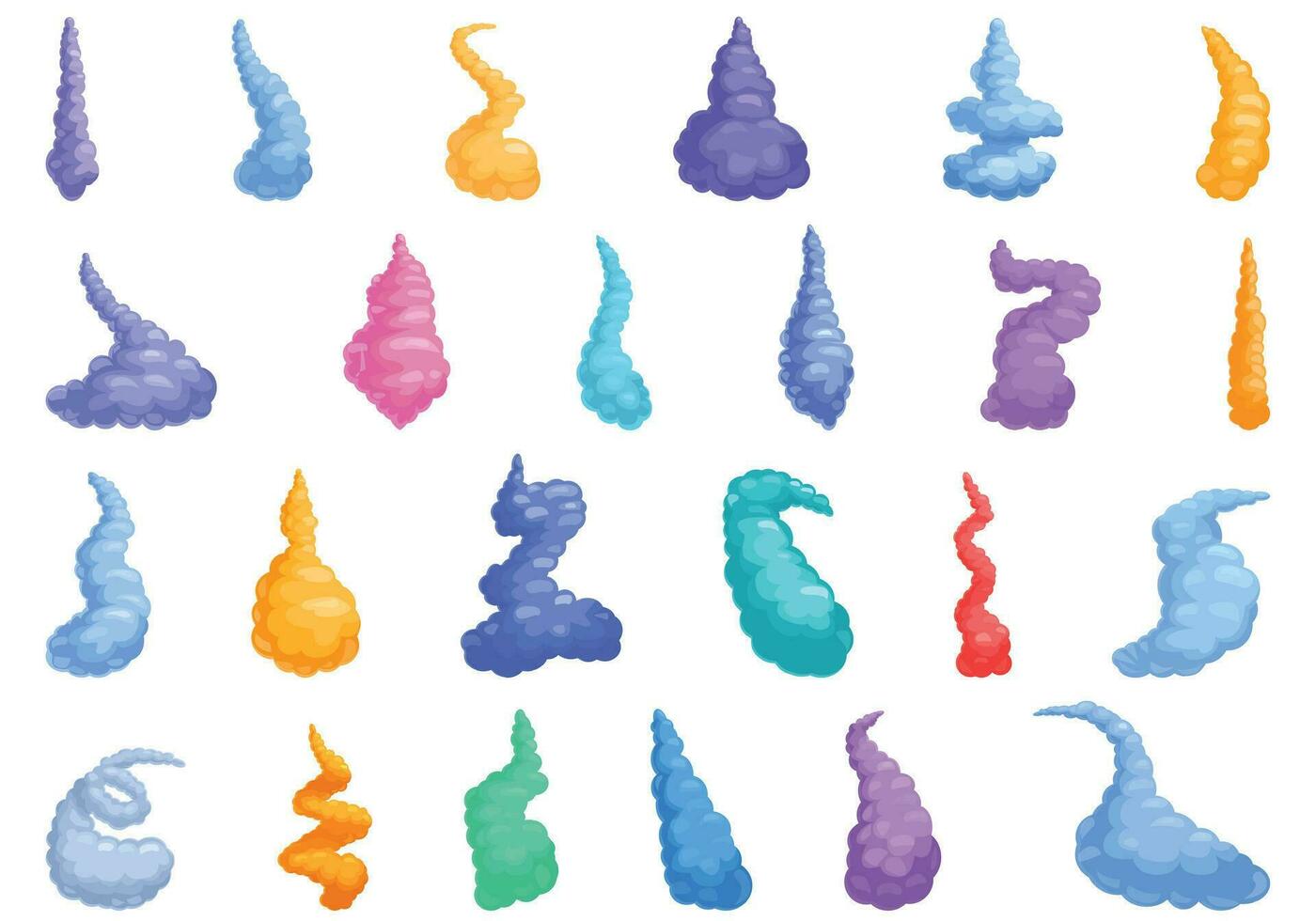 Steam trail from plane icons set cartoon vector. Smoke jet vector