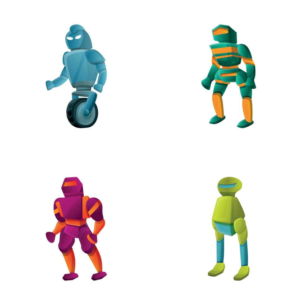 Robot icons set cartoon vector. Modern electronic robot vector