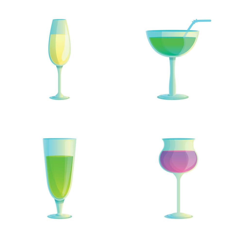 Alcoholic drink icons set cartoon vector. Various colorful cocktail vector