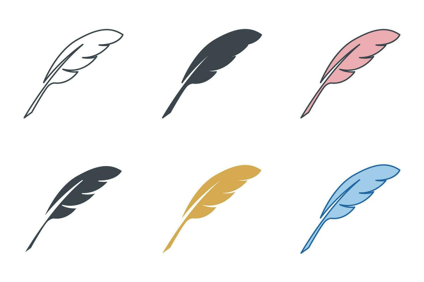 Quill Pen icon collection with different styles. vintage Feather quill pen icon symbol vector illustration isolated on white background
