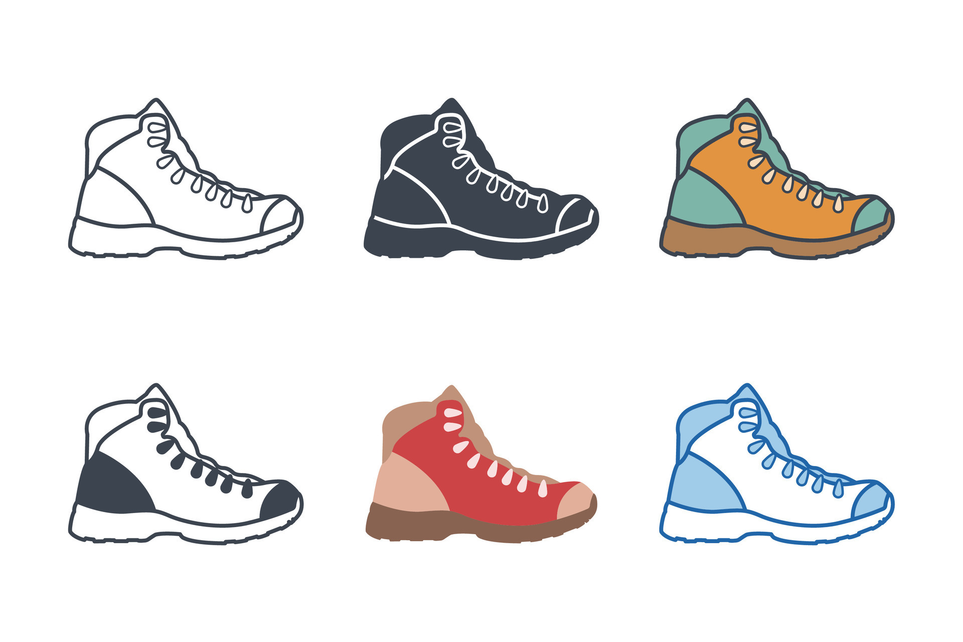 Hiking Boot icon collection with different styles. Boot icon symbol