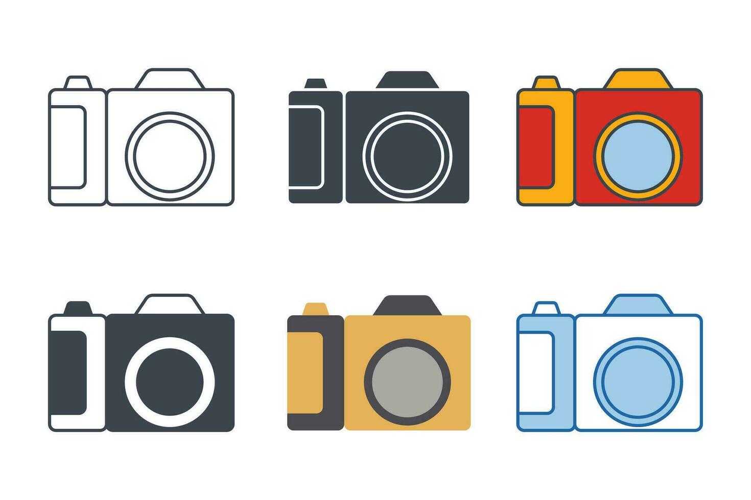 Camera icon collection with different styles. Photo camera icon symbol vector illustration isolated on white background