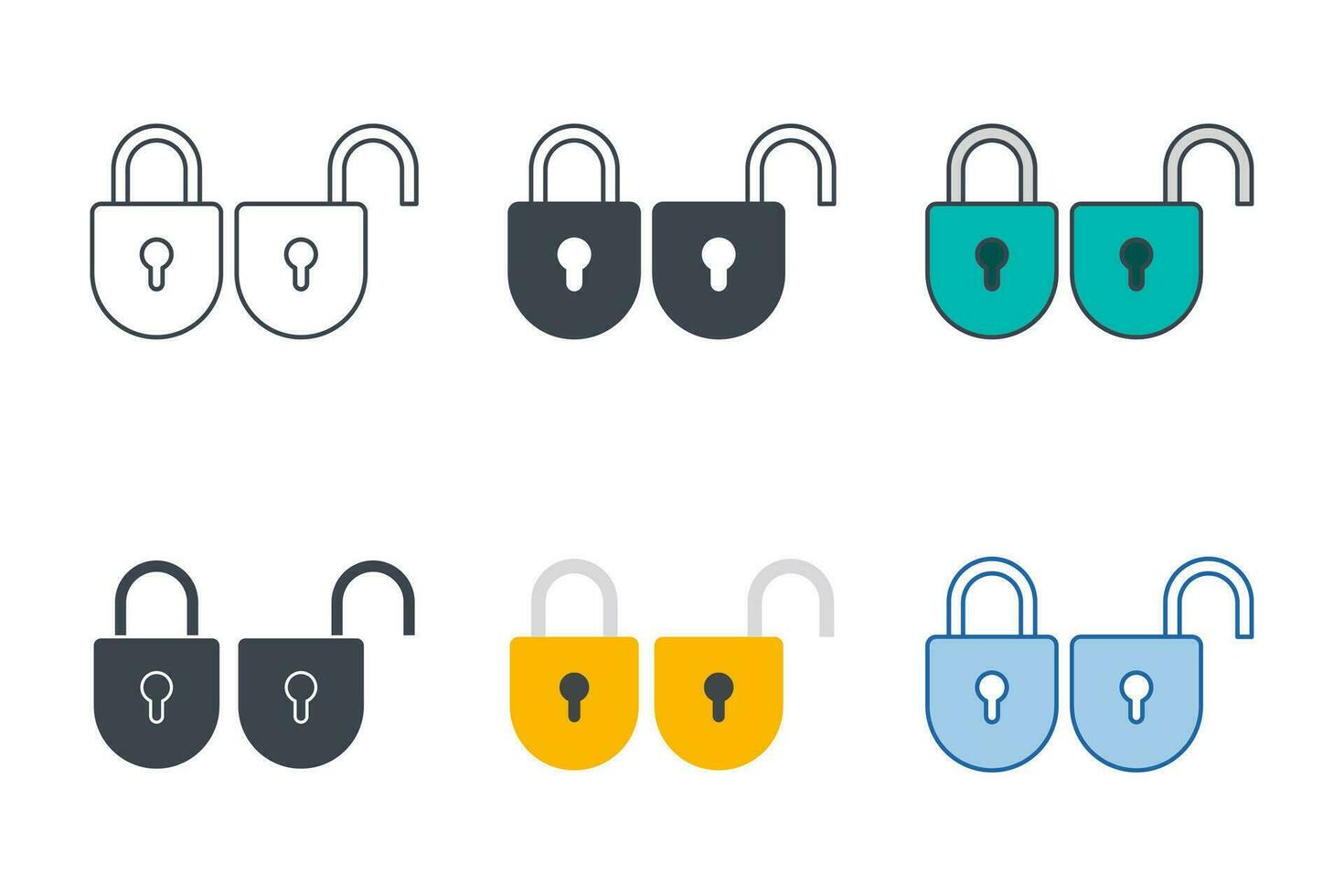 padlock icon collection with different styles. lock icon symbol vector illustration isolated on white background
