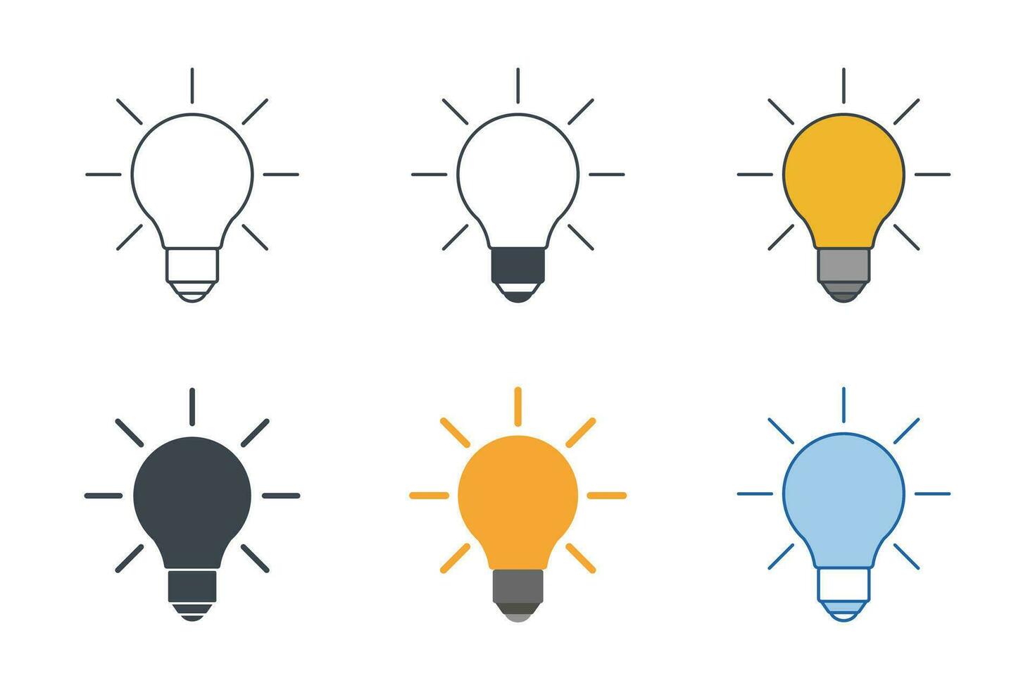 Light Bulb icon collection with different styles. Electric lamp, light, innovation, solution icon symbol vector illustration isolated on white background