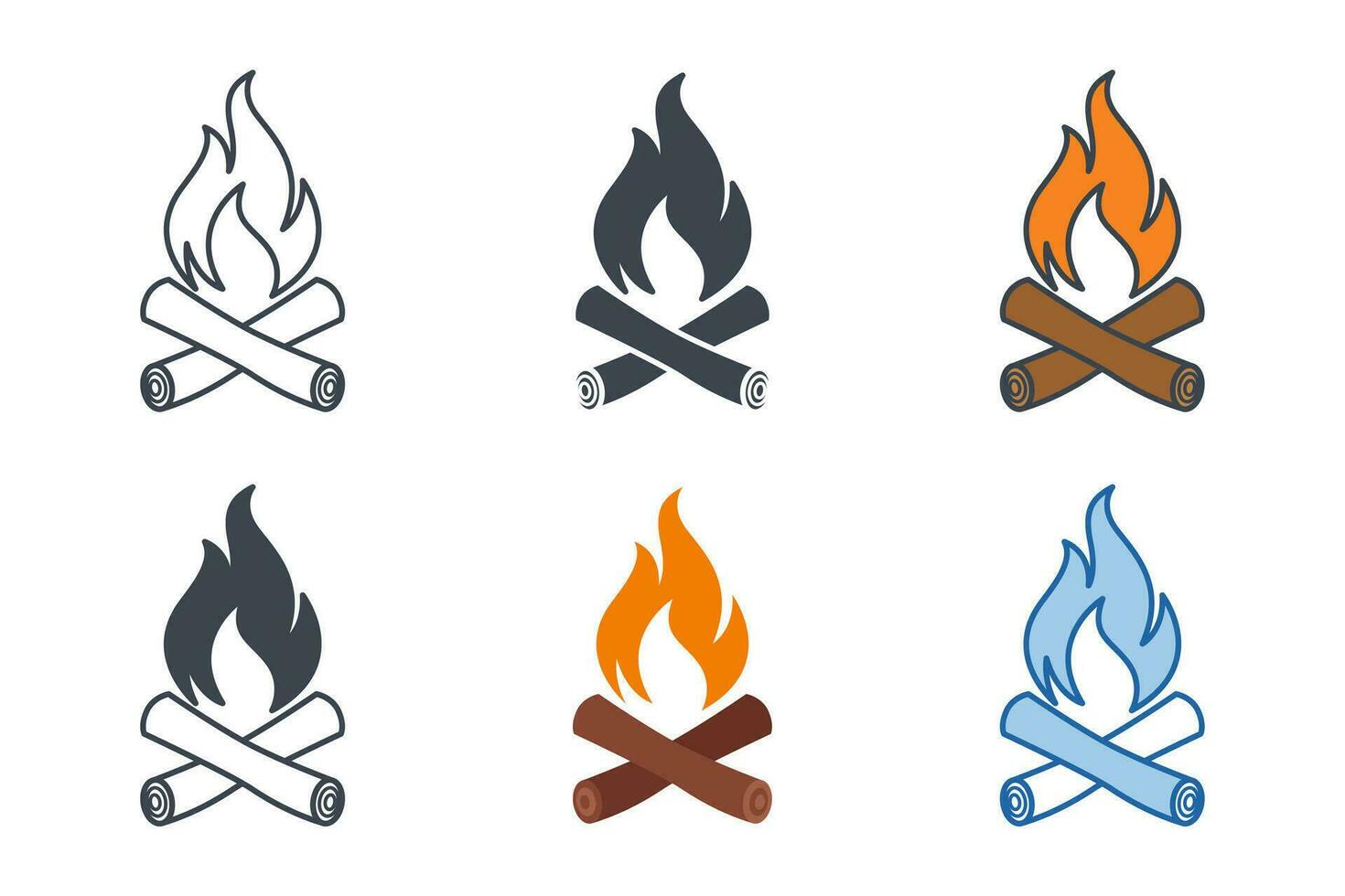 Campfire icon collection with different styles. Campfire icon symbol vector illustration isolated on white background