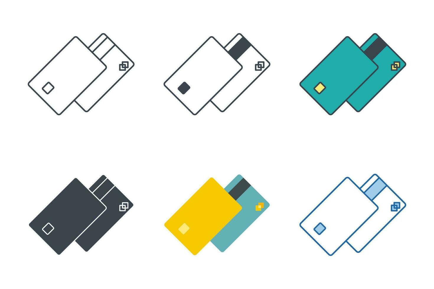 crédito tarjeta icono colección con diferente estilos. Cajero automático tarjeta icono símbolo vector ilustración aislado en blanco antecedentes
