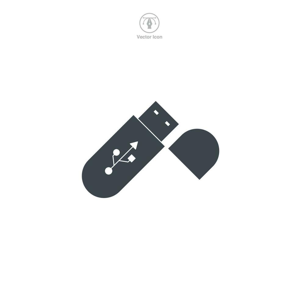 USB Stick icon symbol vector illustration isolated on white background