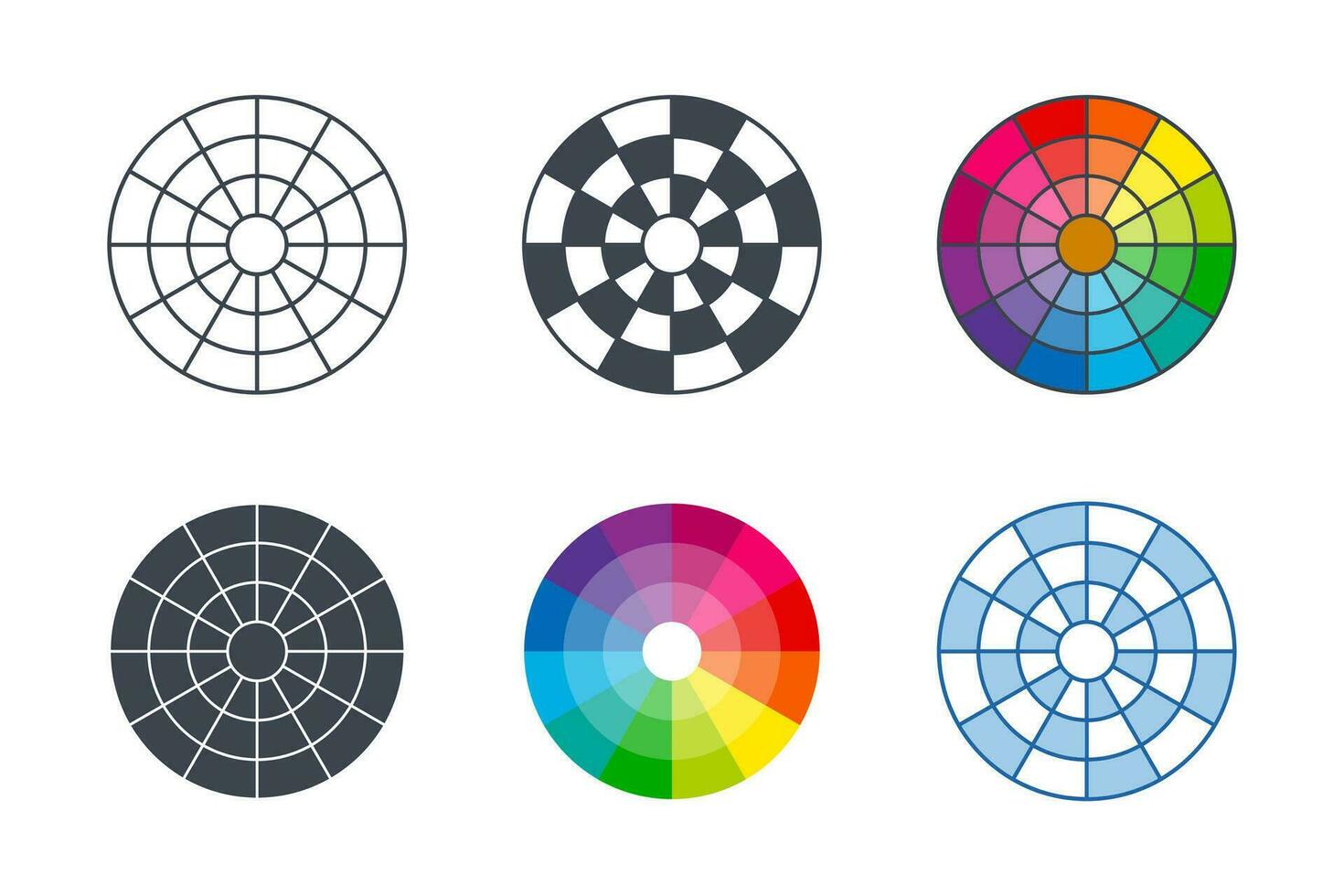 Color Wheel icon collection with different styles. color circle isolated icon symbol vector illustration isolated on white background