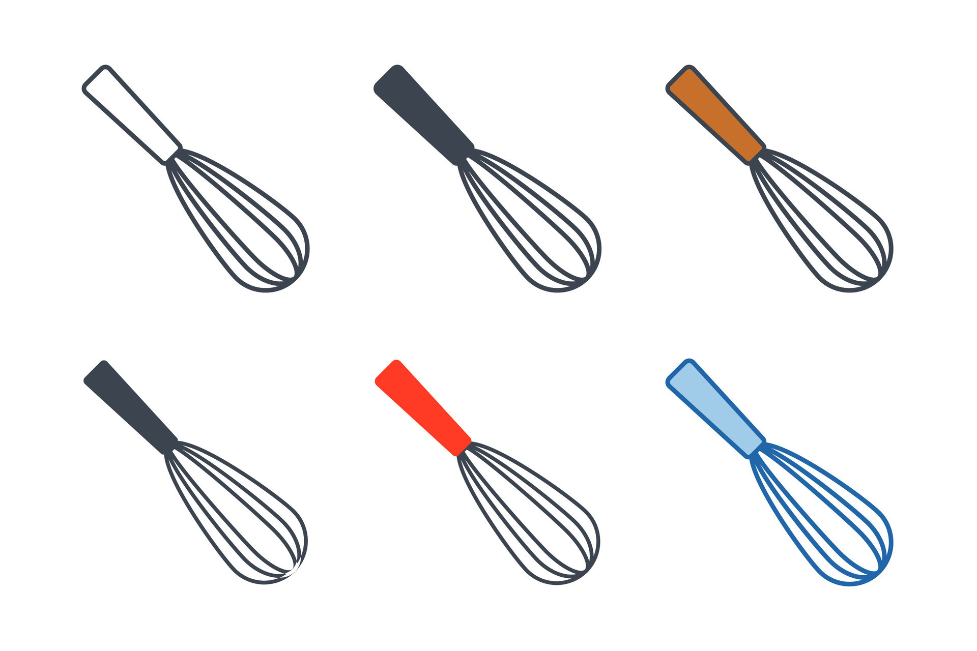 Whisk icon collection with different styles. Minimalist whisk for