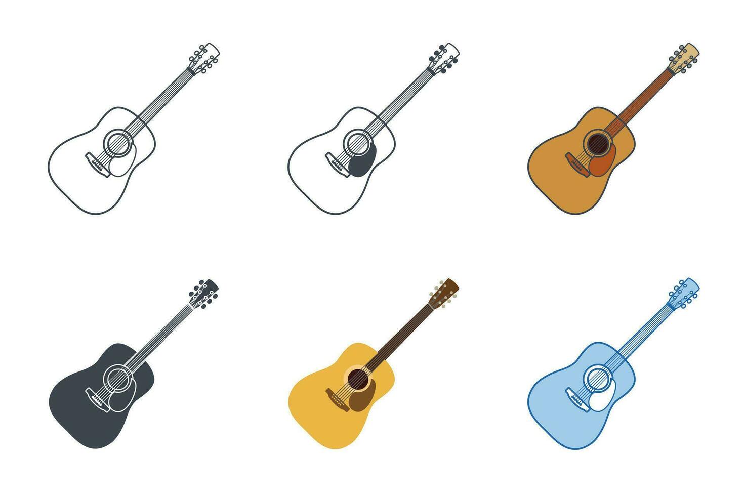 guitar icon collection with different styles. guitar icon symbol vector illustration isolated on white background