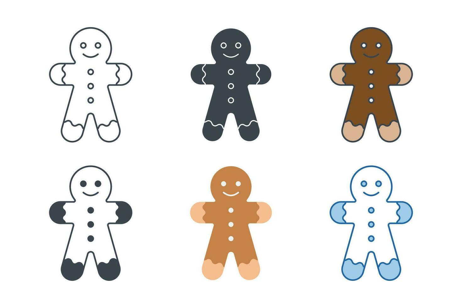 Christmas gingerbread man icon collection with different styles. Gingerbread icon symbol vector illustration isolated on white background