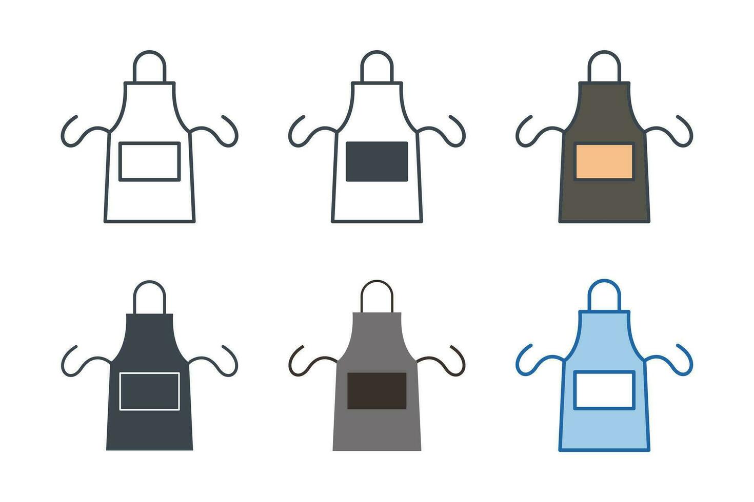 delantal icono colección con diferente estilos. cocina delantal protector prenda icono símbolo vector ilustración aislado en blanco antecedentes