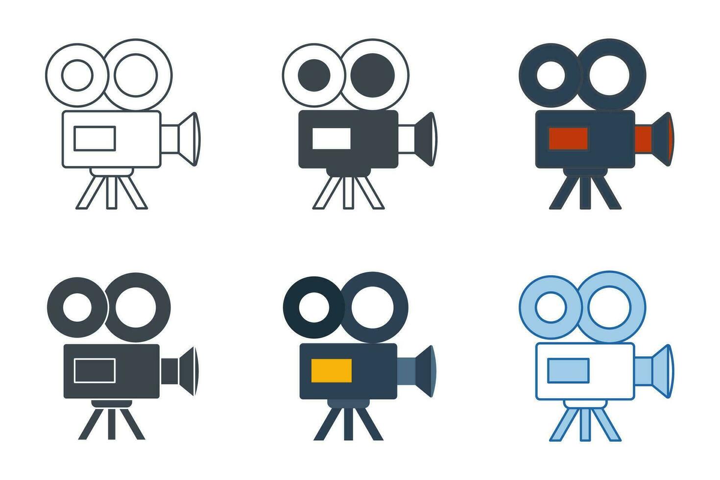 video camera icon collection with different styles. Film camera, Movie camera icon symbol vector illustration isolated on white background