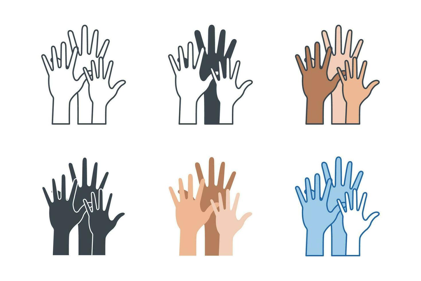 Hands Raised icon collection with different styles. Voting hands icon symbol vector illustration isolated on white background