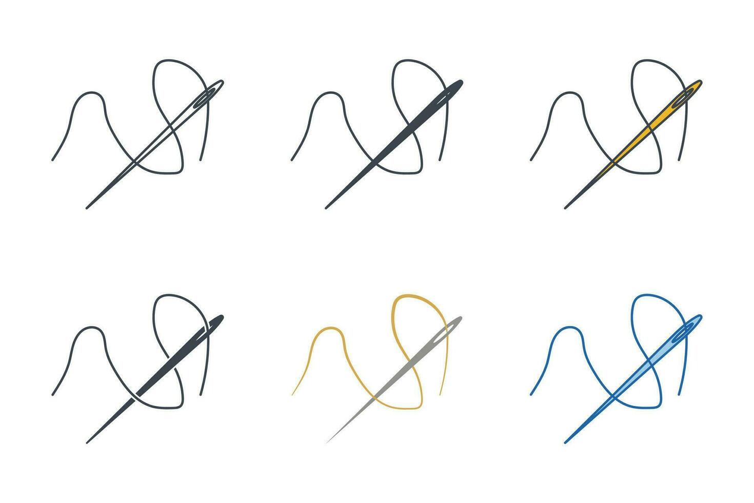de coser aguja icono colección con diferente estilos. aguja con hilo icono símbolo vector ilustración aislado en blanco antecedentes