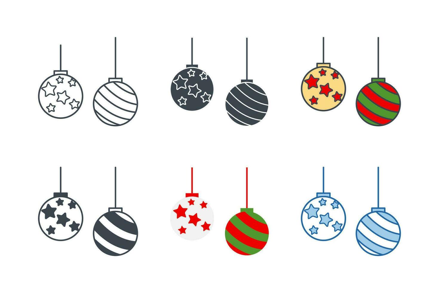 Navidad ornamento pelota icono colección con diferente estilos. Navidad árbol pelota icono símbolo vector ilustración aislado en blanco antecedentes