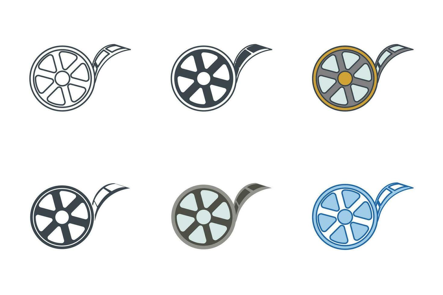 Film Reel icon collection with different styles. Reel Film icon symbol vector illustration isolated on white background