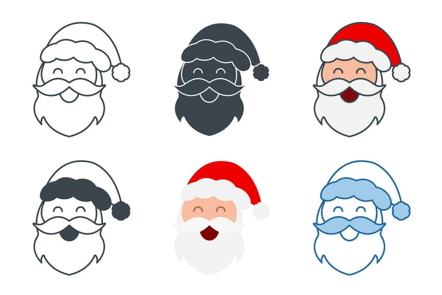 Santa Claus icon collection with different styles. Christmas Santa Claus faces icon symbol vector illustration isolated on white background