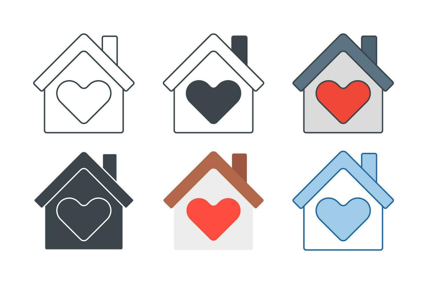 Home with Heart icon collection with different styles. house heart icon symbol vector illustration isolated on white background