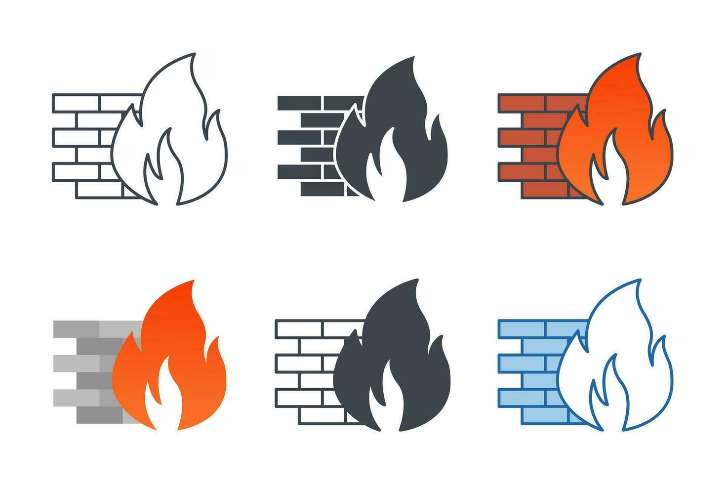 Firewall icon collection with different styles. Firewall icon symbol vector illustration isolated on white background