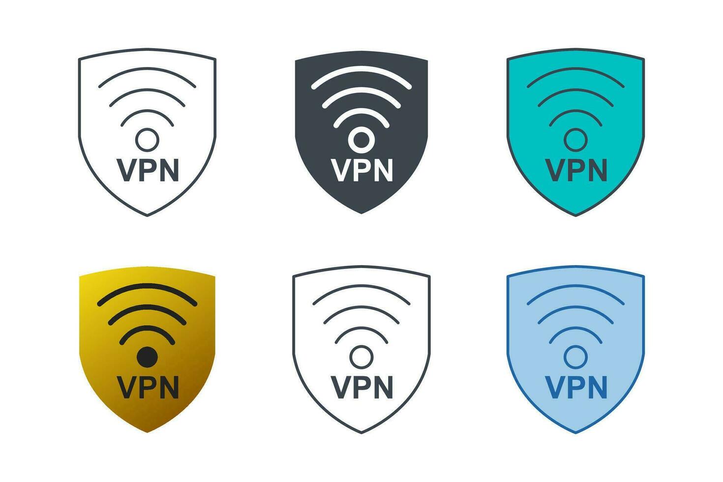 VPN icon collection with different styles. Virtual Private Network icon symbol vector illustration isolated on white background