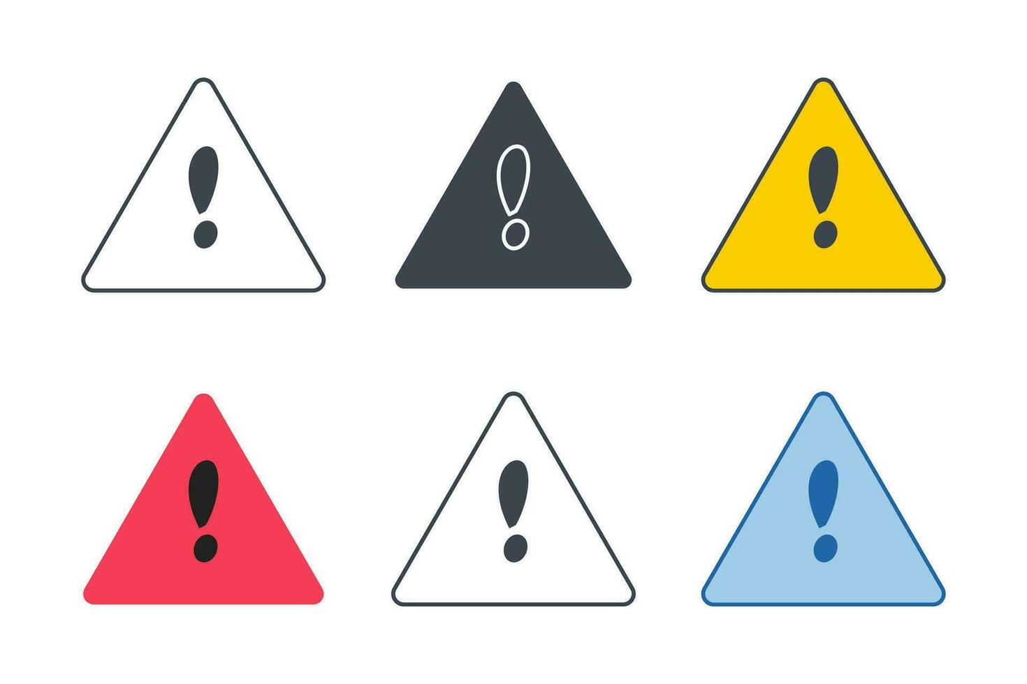 Danger warning icon collection with different styles. Exclamation Mark icon symbol vector illustration isolated on white background