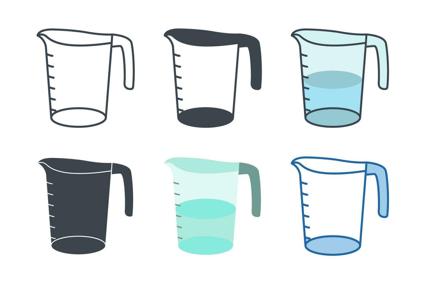 medición taza icono colección con diferente estilos. medición taza para cocinando, cubilete icono símbolo vector ilustración aislado en blanco antecedentes