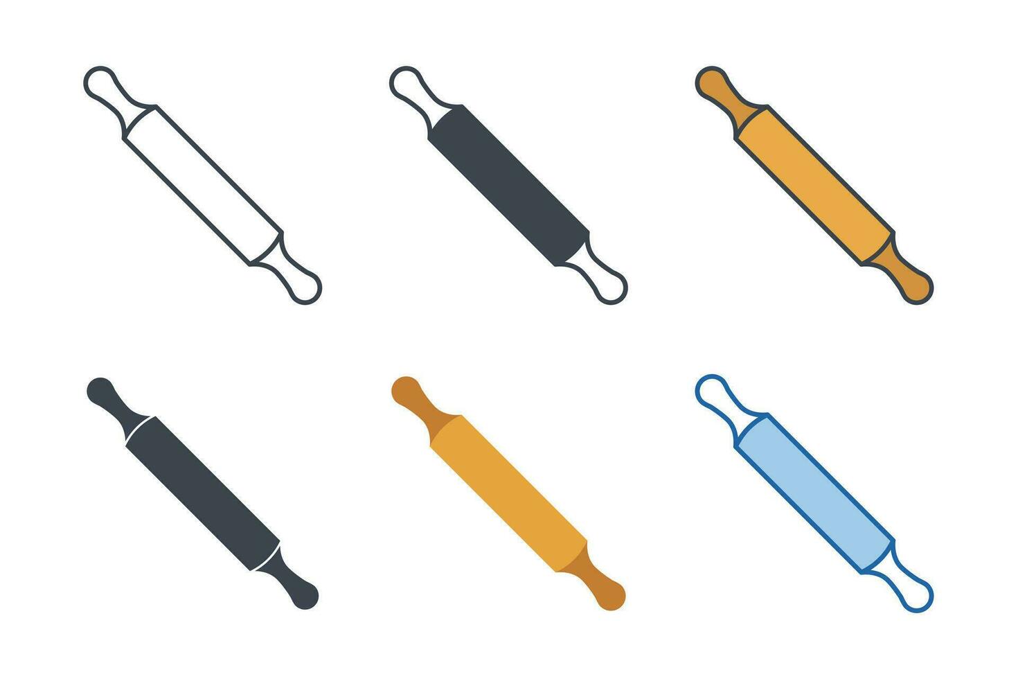 Rolling Pin icon collection with different styles. Kitchen or bakery tools icon symbol vector illustration isolated on white background
