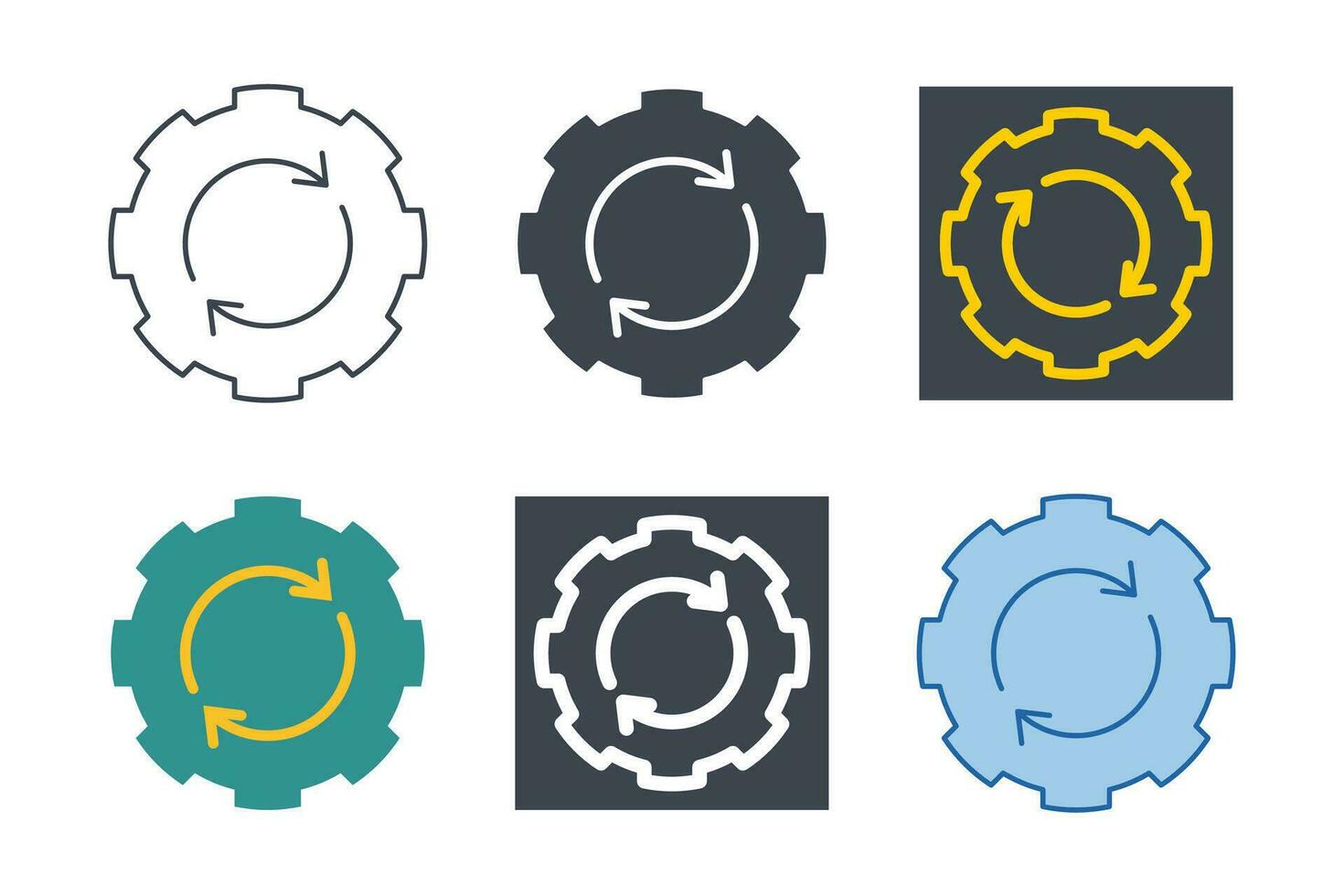Update icon collection with different styles. Upgrade Update Refresh Hog Wheel Arrow icon symbol vector illustration isolated on white background
