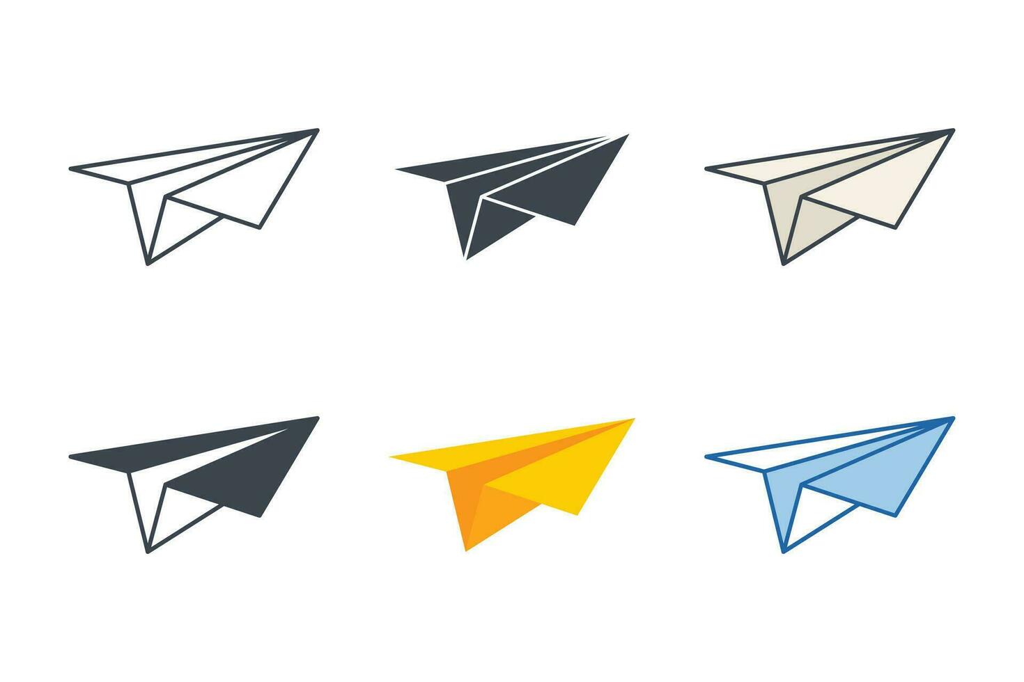 Paper Plane icon collection with different styles. Hand drawn Paper airplane icon symbol vector illustration isolated on white background