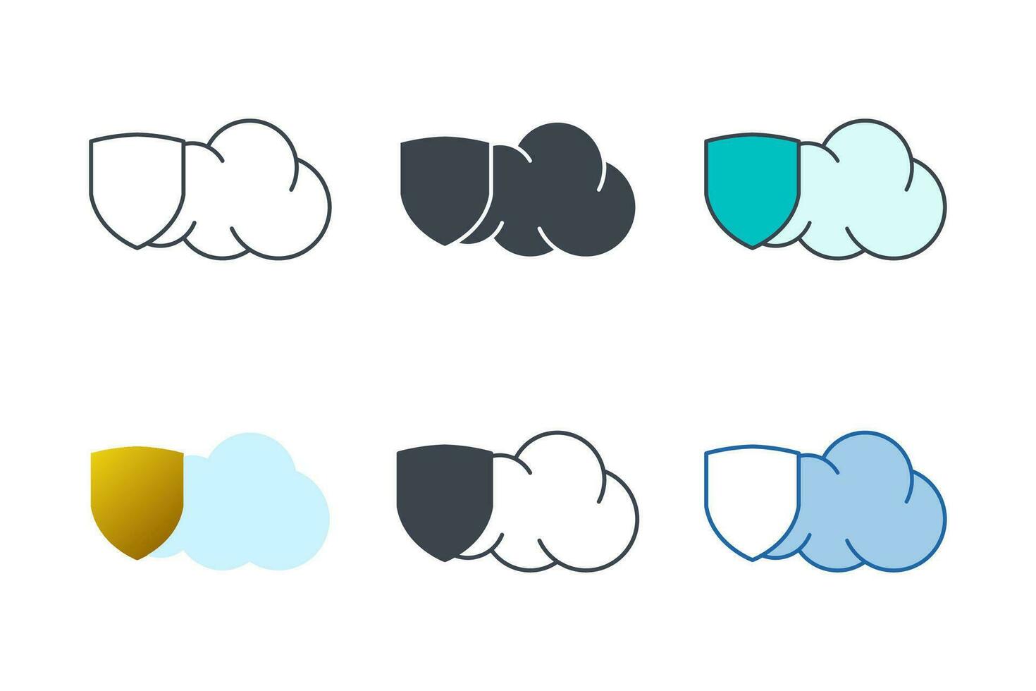 Cloud with Shield icon collection with different styles. Cloud security. Cloud computing icon symbol vector illustration isolated on white background