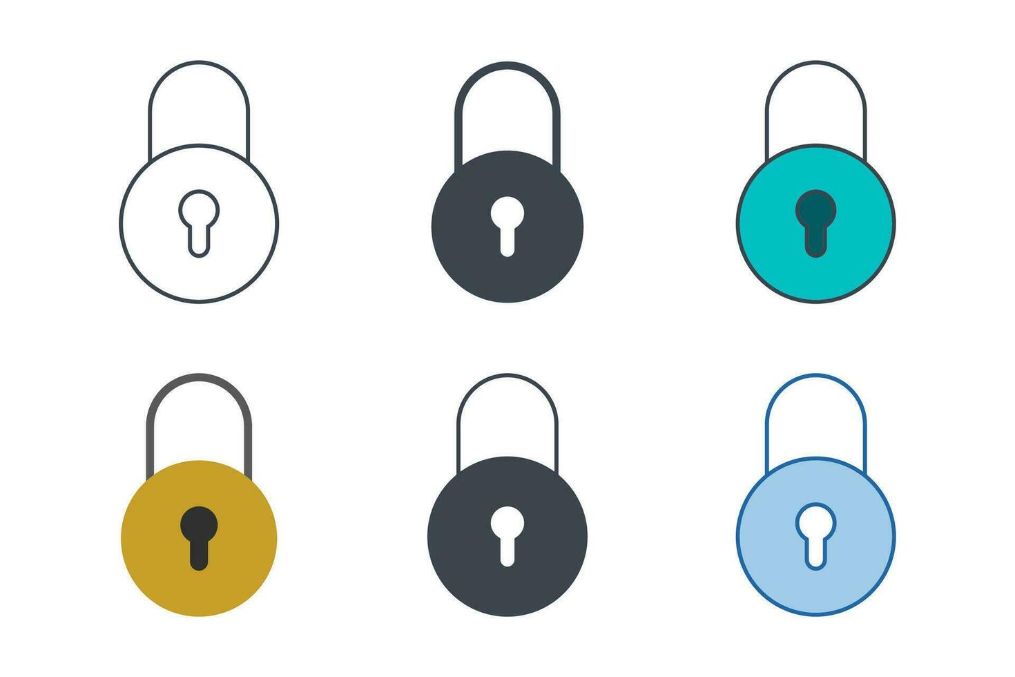 Padlock icon collection with different styles. Lock icon symbol vector illustration isolated on white background