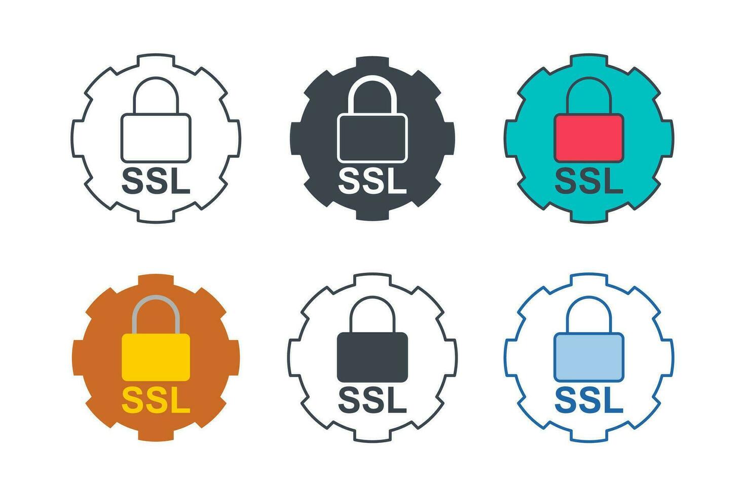 ssl icono colección con diferente estilos. seguro conexión icono símbolo vector ilustración aislado en blanco antecedentes