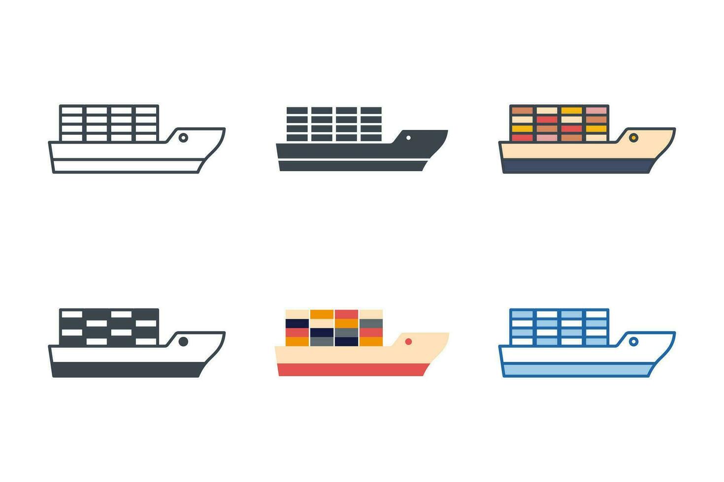 container sea vessel Ship icon collection with different styles. large cargo ships icon symbol vector illustration isolated on white background