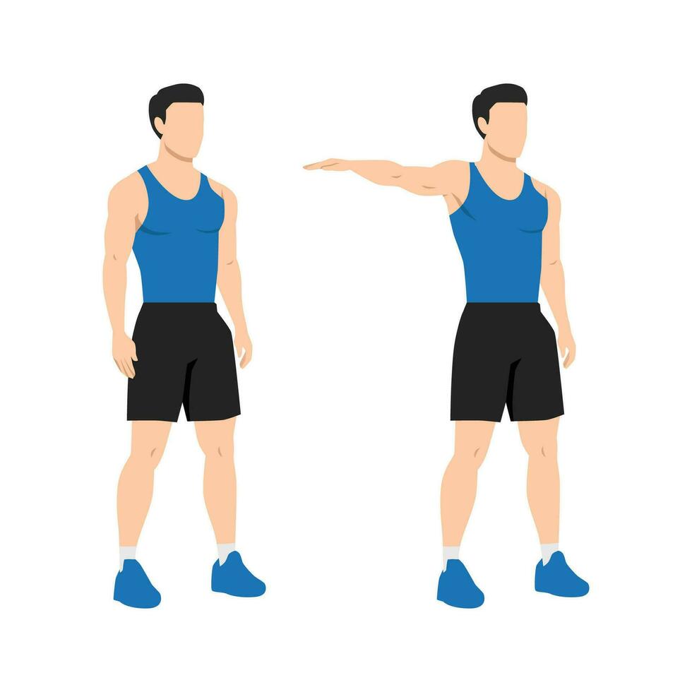 Man doing single arm side or lateral raises exercise. vector