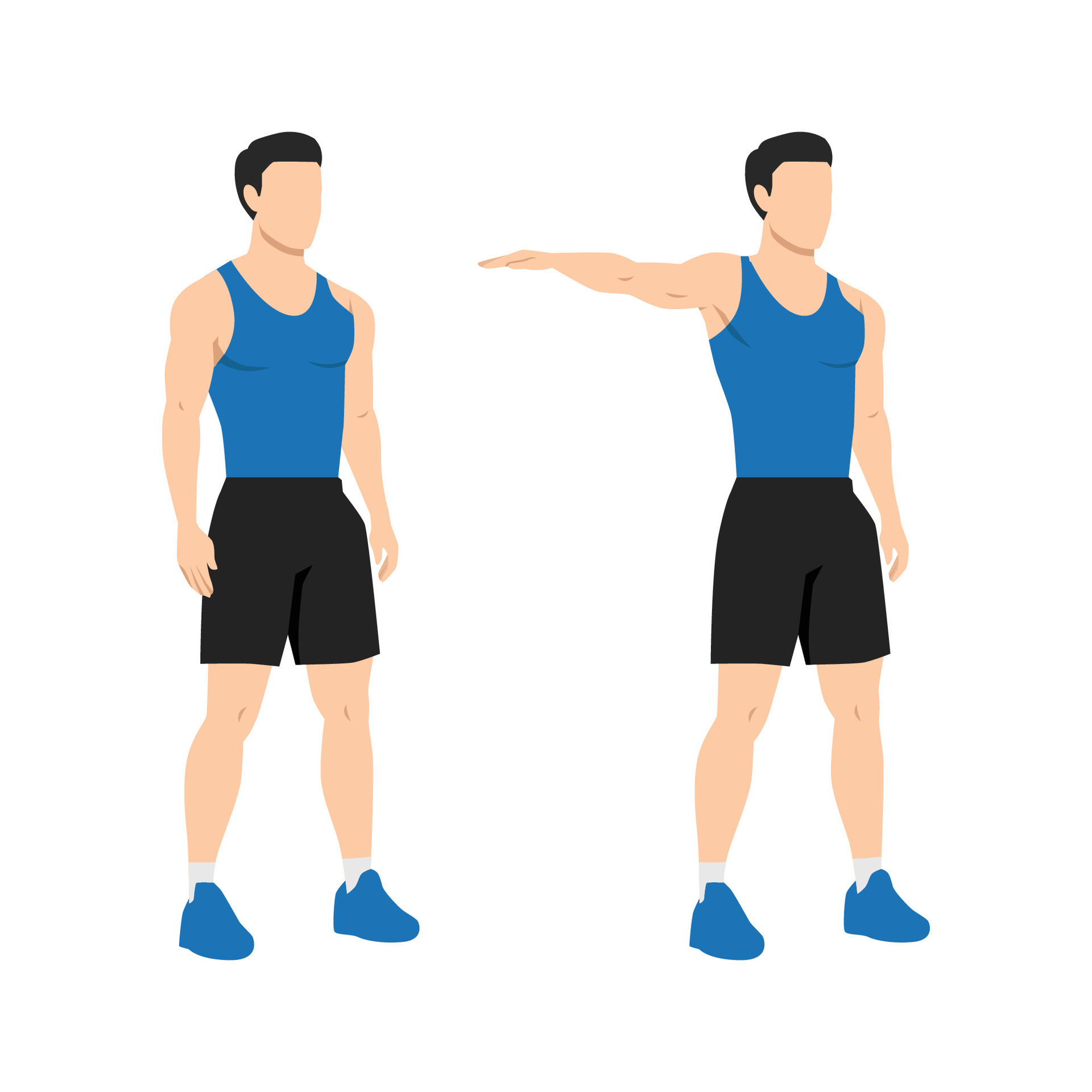 Man doing single arm side or lateral raises exercise. 34382942