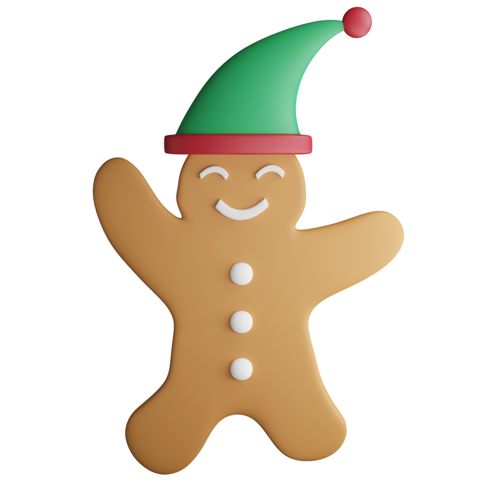 peperkoek gelukkig Mens clip art vlak ontwerp icoon geïsoleerd Aan transparant achtergrond, 3d geven Kerstmis en nieuw jaar concept png