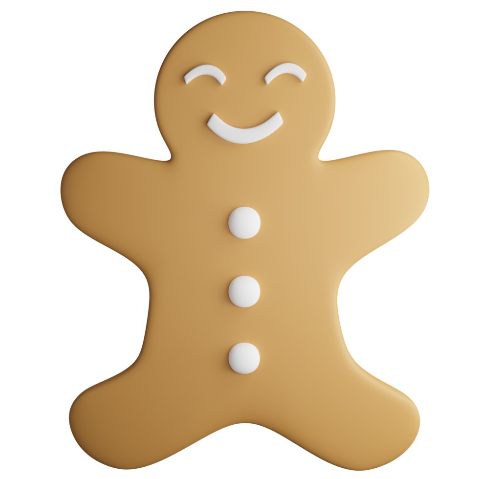 Gingerbread man clipart flat design icon isolated on transparent background, 3D render Christmas and New year concept png