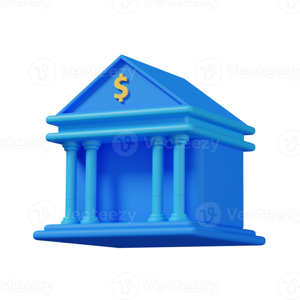 Bank 3d icon with isolated background png