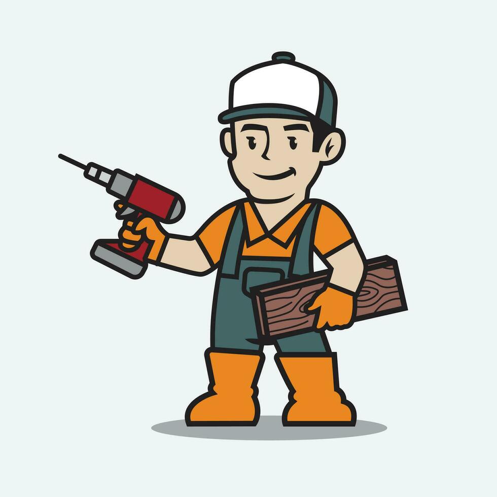 personal de mantenimiento mascota logo vector