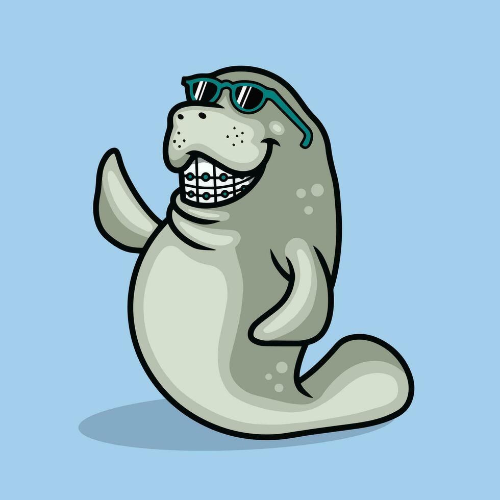 Manatee smile mascot logo vector