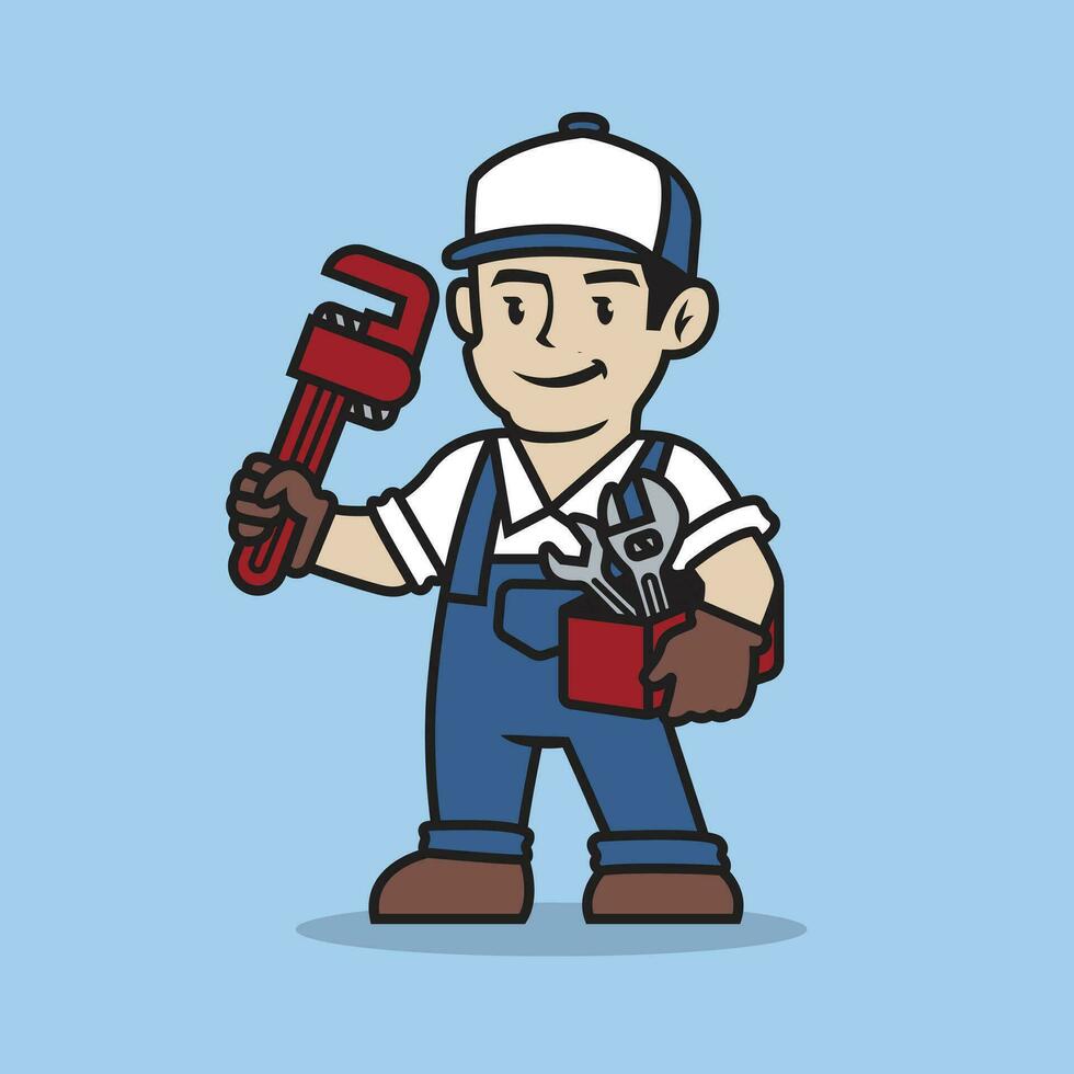 Plumber mascot logo vector