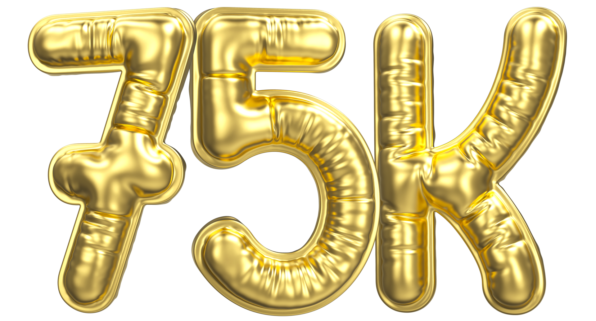 Balloon Follow Number 75k Gold 3D Render 34383440 PNG