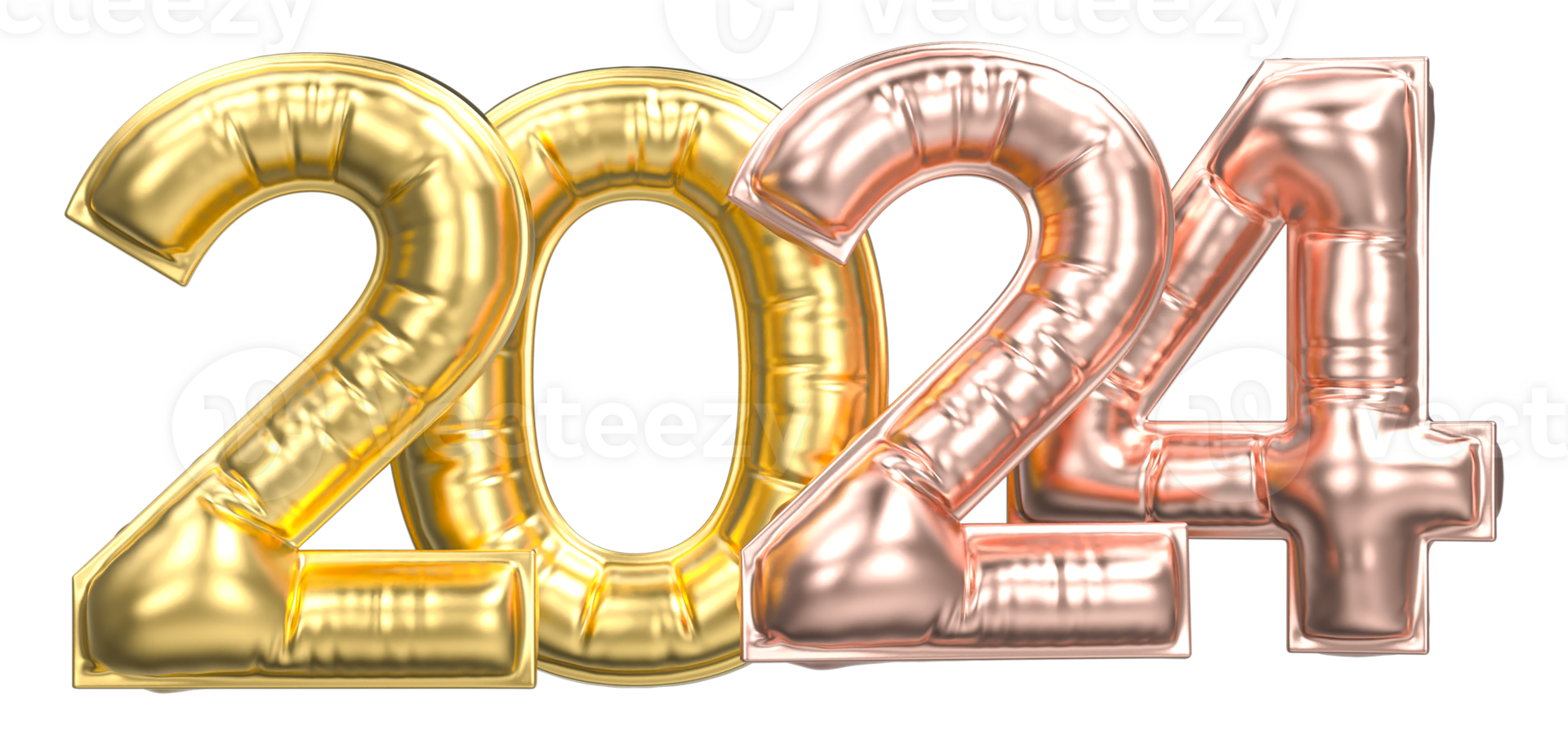 Happy New Year 2024 3D Render png