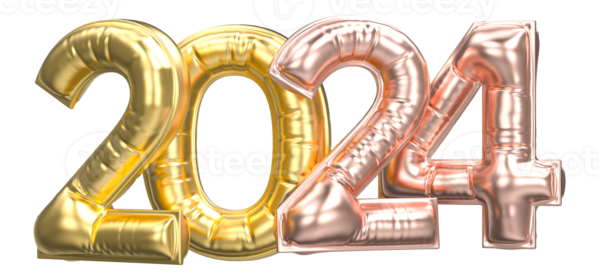 Happy New Year 2024 3D Render png
